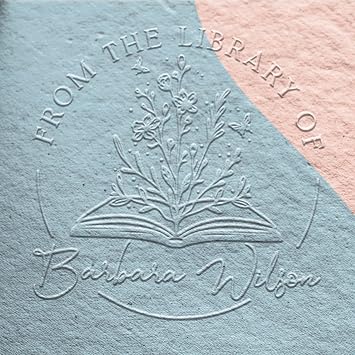Book Embosser Personalized from The Library of | Ex Libris Stamp | Floral Book Stamp Custom Library Stamps | Customize Your Name and Design | Self-Inking Wood Handle