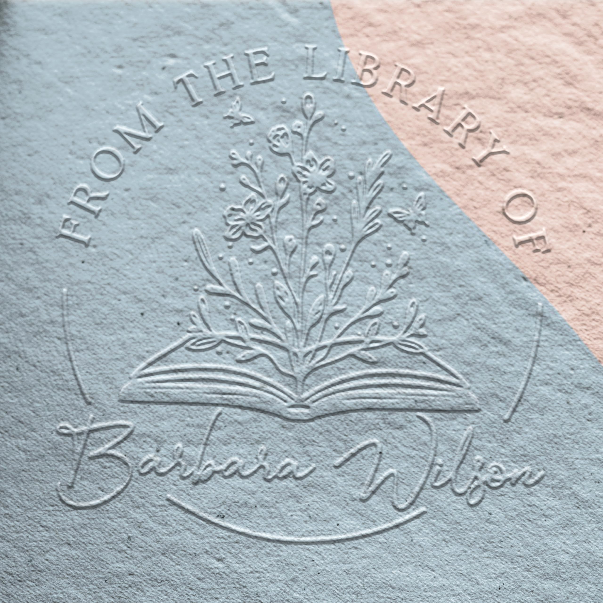 Book Embosser Personalized from The Library of | Ex Libris Stamp | Floral Book Stamp Custom Library Stamps | Customize Your Name and Design |