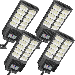 Solar Street Lights Outdoor Waterproof Dusk to Down with Motion Sensor, 6500W Outdoor Solar Flood Light for Parking Lot, LED Security Street Lights Solar Powered for Yard Garden & Walkway