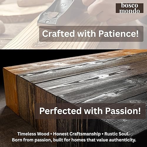 Miniatura 8 de BoscoMondo Estante de Repisa de Chimenea de Madera Maciza, Repisa Flotante para Sala de Estar, Repisa de Madera Rústica Estilo Granja, Fácil Montaje