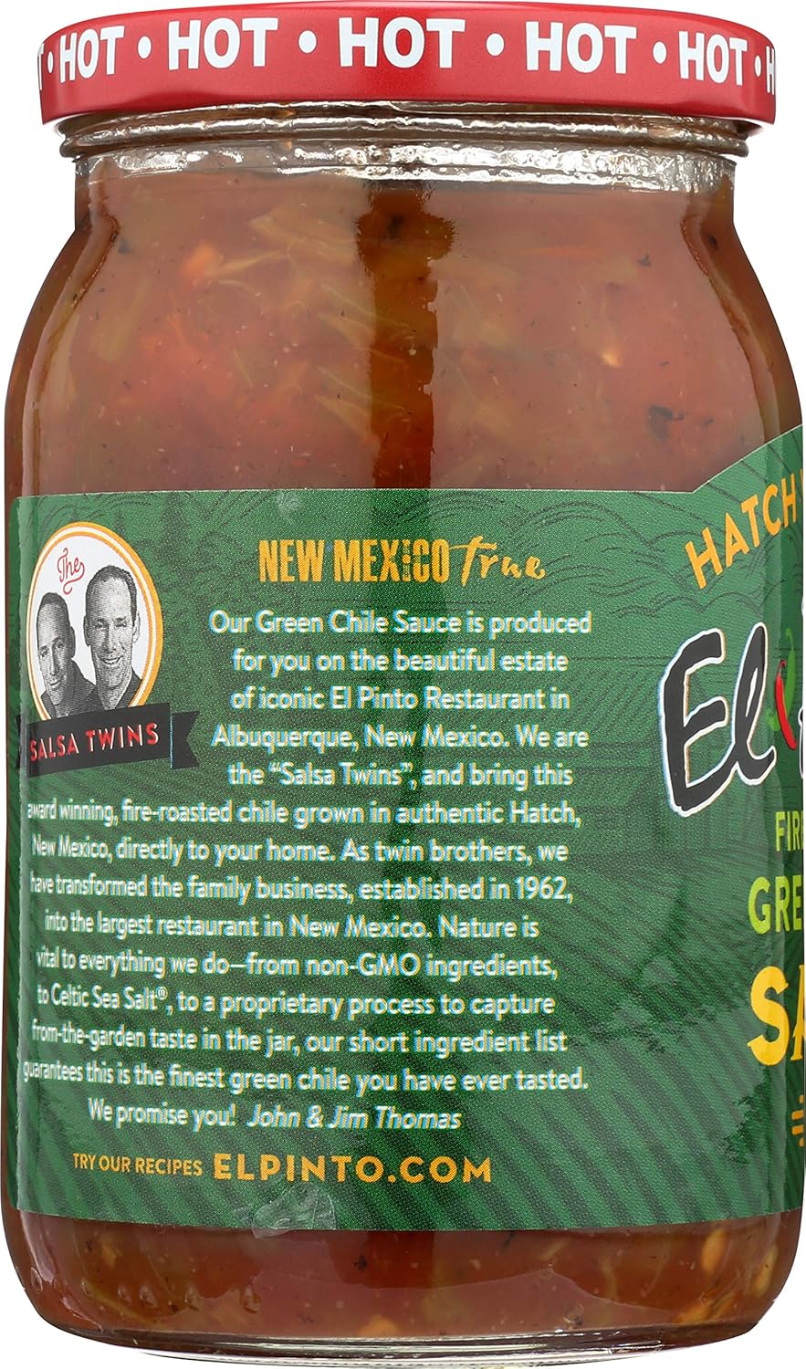 El Pinto All Natural Green Chile Sauce Hot, 16 Oz (Pack of 6)