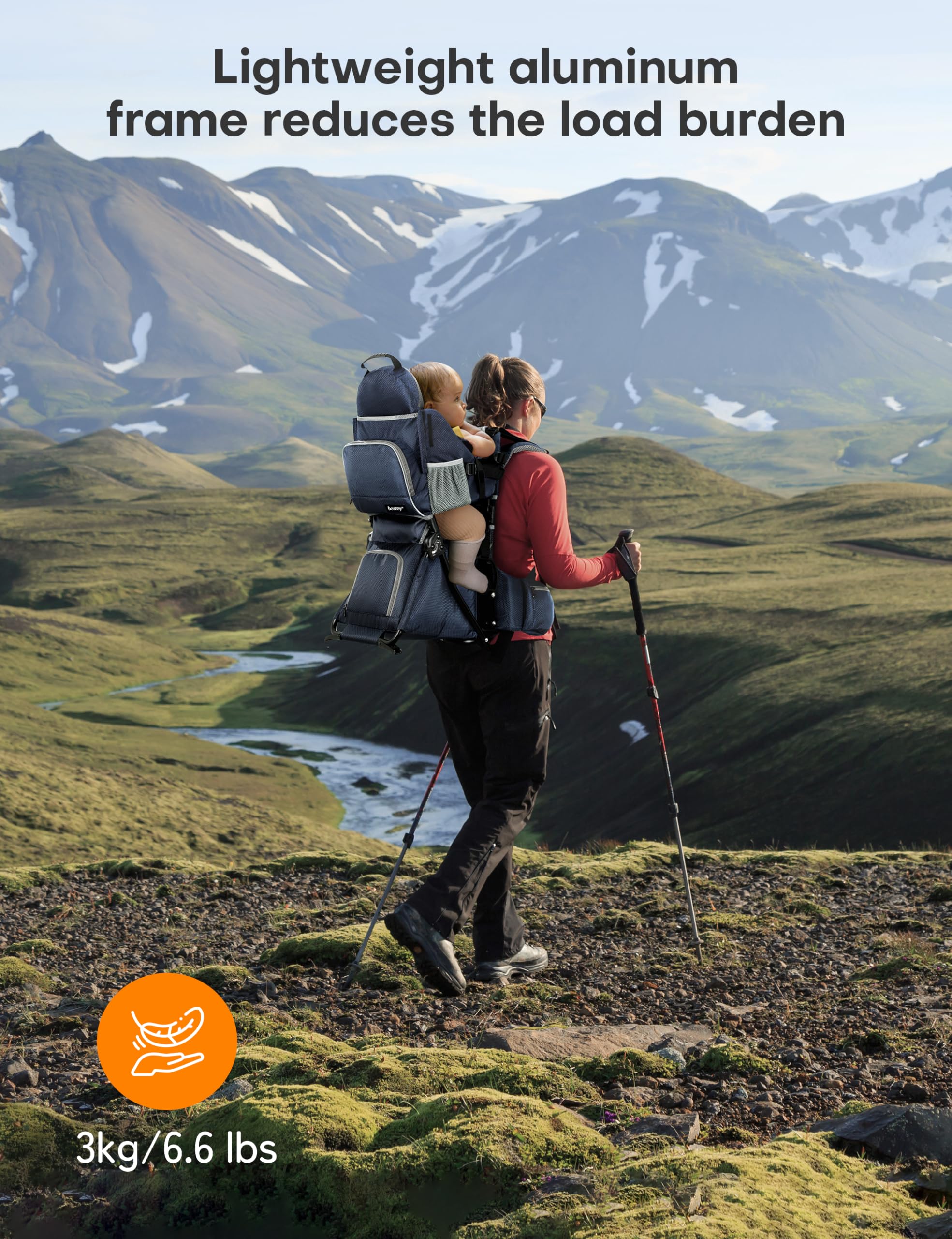 besrey Mochila portabebés, portabebés ergonómico, mochila de senderismo segura para niños pequeños con gran espacio de almacenamiento, asiento acolchado ajustable para niños
