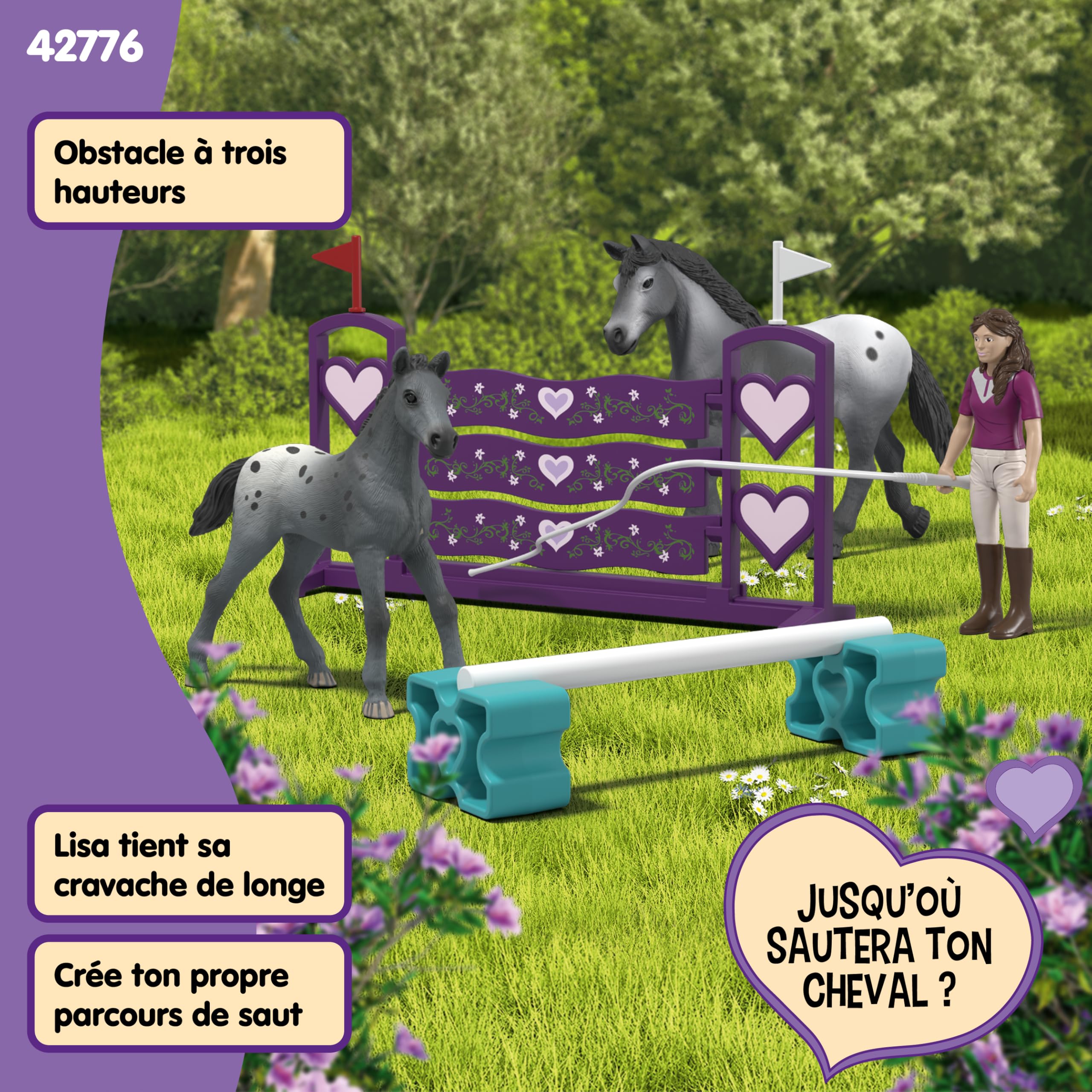 Schleich Horse Club | L’entraînement de Lisa au Tournoi 42776 | Coffret avec Cheval, Poulain, Figurine articulée Lisa, Obstacles & Accessoires d’équitation | Jouet Chevaux dès 5 Ans | 7 pièces