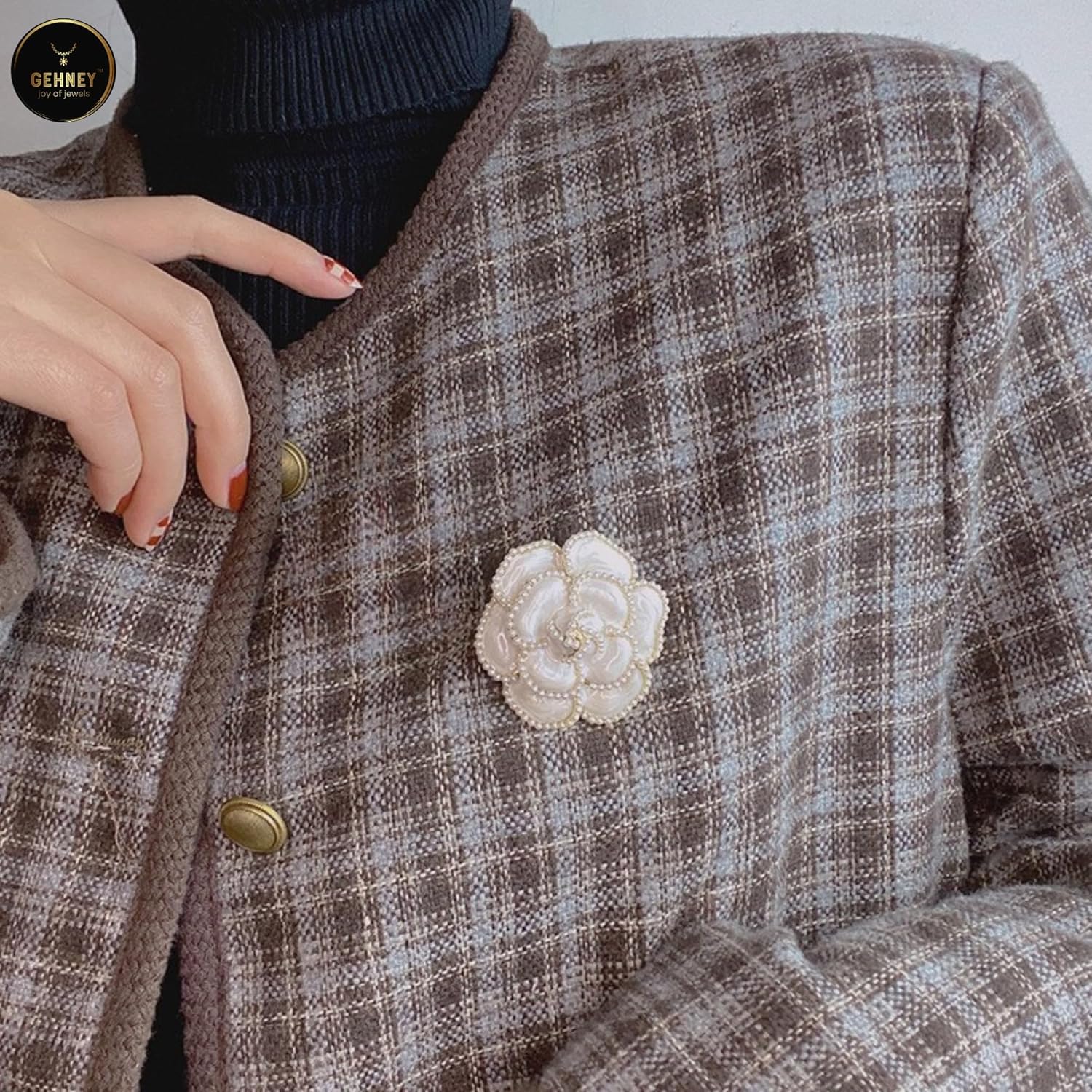 Floral Unisex Brooch Pin for Women & Men - Stylish Black Flower Design, Perfect as Saree Brooch for Women, Brooch Pins for Formal Events, Accessories for Every Outfit 2 91ECmhWU2LL. SL1500