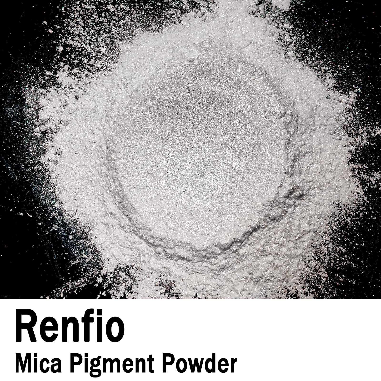 Renfio Pigment Proszek Miki 3,5 uncji 100g, Naturalny barwnik do świec, barwnik z żywicy epoksydowej, do produkcji mydła, szlamu, bomb do kąpieli i farby, żywica do paznokci - biały diament