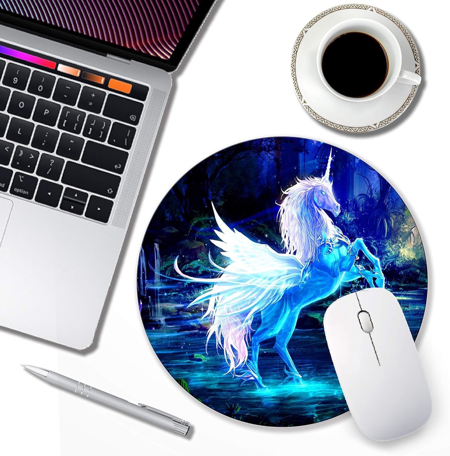 Round Unicorn Mouse Pad - Small Computer Mousepad for Wireless Mouse image 2