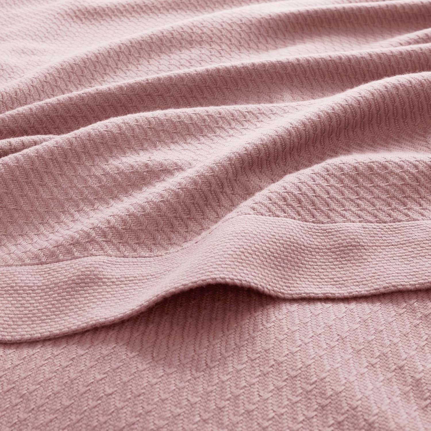 Madison Park 100% Egyptian Cotton Lightweight Summer Blanket, Breathable Waffle Knit Design, Soft Cozy All-Season Throw for Bed, Couch or Sofa, Rose Full/Queen Size (90"x90") - Image 9