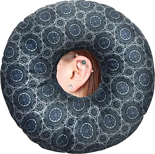 Almohada perforadora de oreja para dormir de lado, almohadas con agujeros para dolor de oído, almohada de dona para dormir del lado de la oreja para