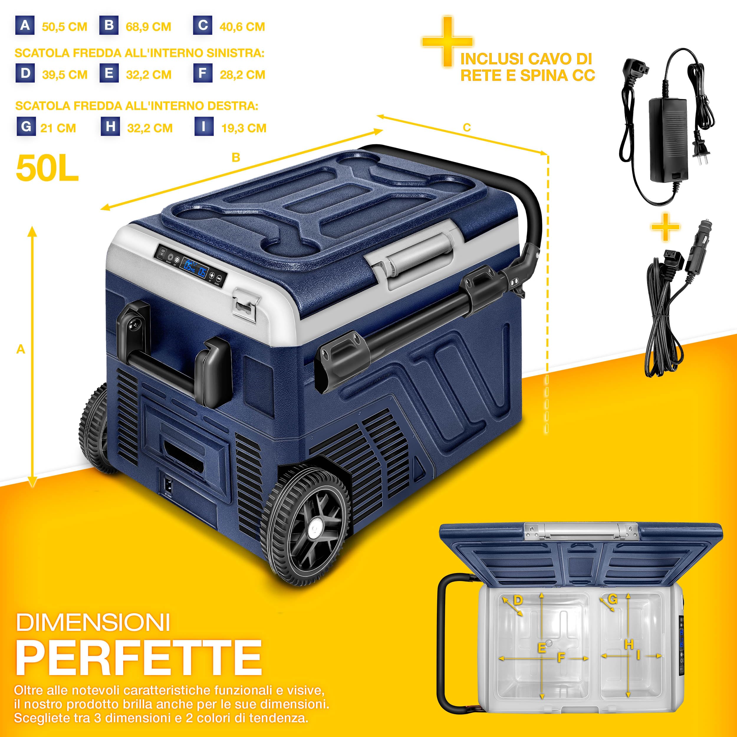 Tillvex Frigorifero Compressore Elettrico 50 Litri WIFI-APP 12/24V 230V -20°C Camper Camping