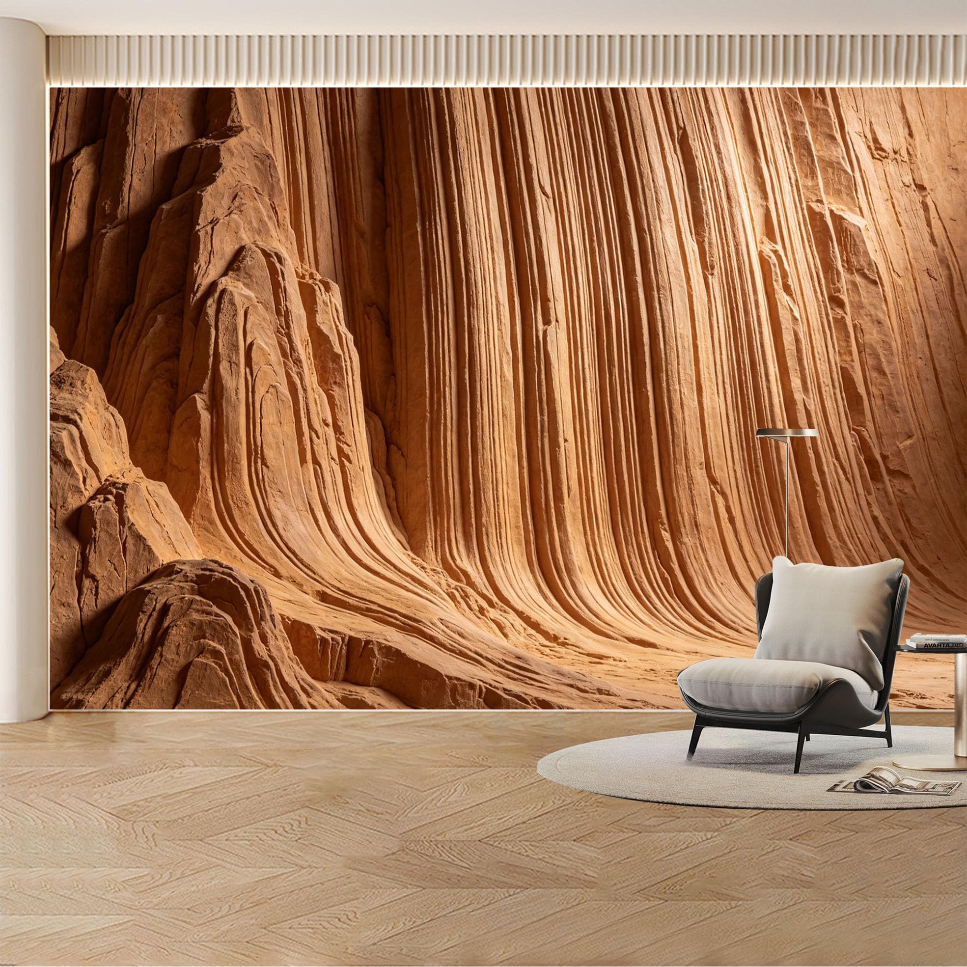 Custom Wall Mural Wallpaper Sandstone Canyon Landscape Nature 3D Effect Wall Decor Minimalist Desert Style Removable SelfAdhesive Large Photo for Living Room， Bedroom， Office