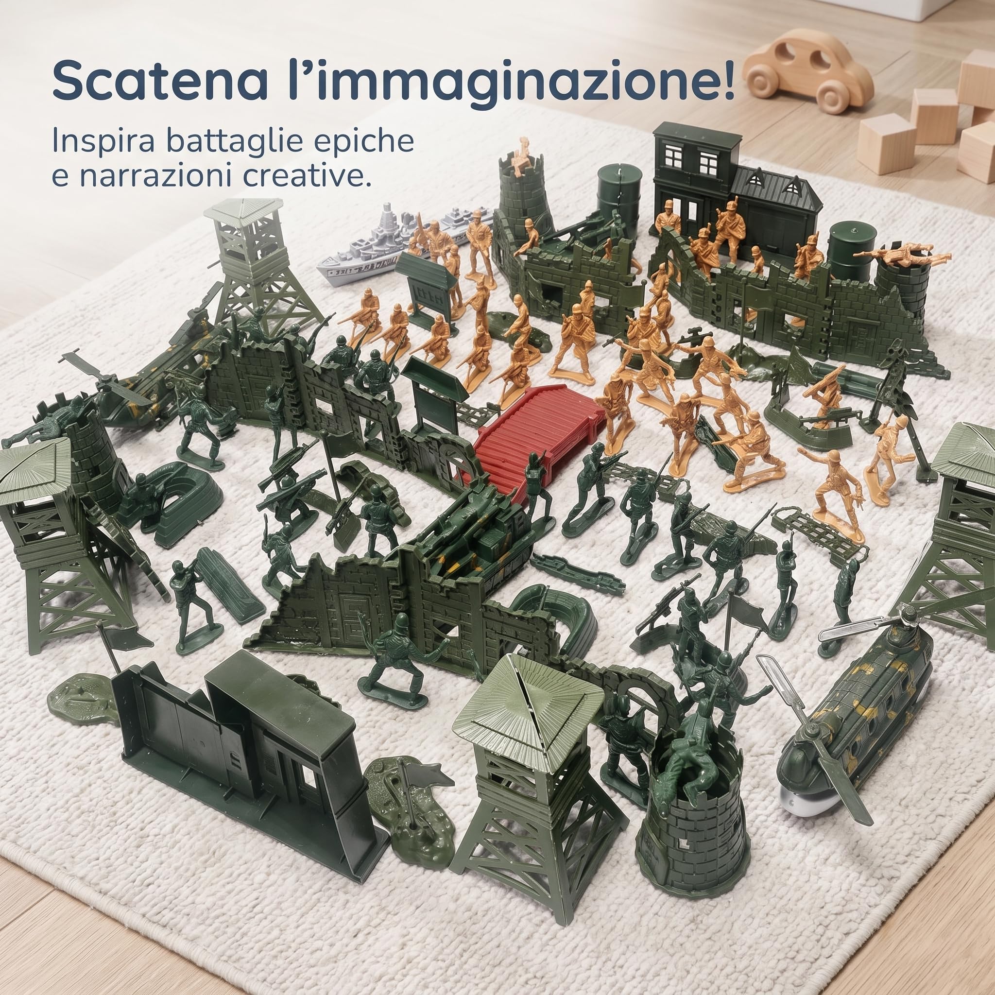 Set di Soldatini Giocattolo con Esercito Della Seconda Mondiale Aerei E Attrezzature da Battaglia Materiale Plastico Durevole E Atossico Adatto , 290 pezzi soldatini da 4 cm