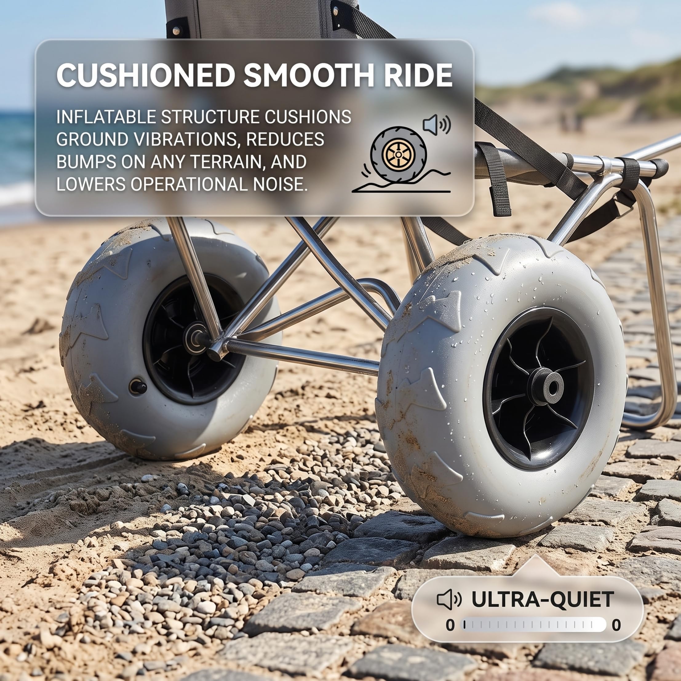 Ruedas de globo para carrito de playa, ruedas inflables de playa de repuesto para carrito de kayak, camping y jardín, cubo de 8, 5 mm, paquete de 2 de 9 pulgadas.