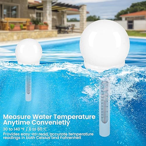 Miniatura 5 de Pyle Termómetro flotante para piscina con luz LED solar, termómetro inalámbrico para interiores y exteriores para piscina, luz automática,