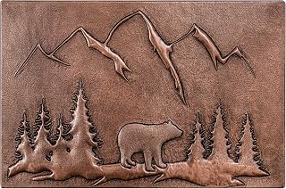 Kitchen Backsplash, Bear in the Forest Copper Backsplash, Custom Copper Backsplash Panel, Handmade Copper Backsplash Tile, Indoor Outdoor Wall Decor (Copper)