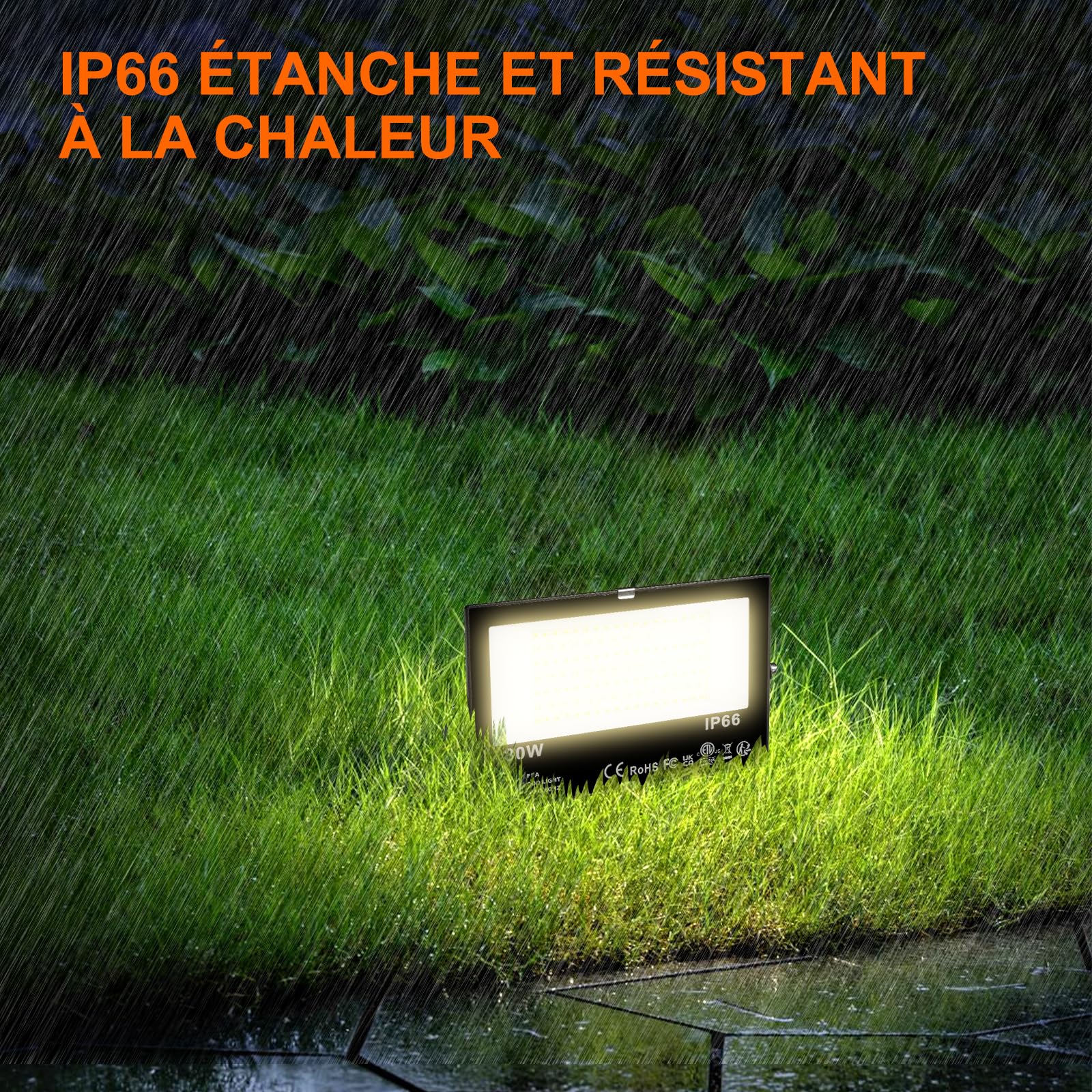 DUSKTEC Projecteur LED RGB 80W Lot de 2 avec Prise, Dimmable, Étanche IP66