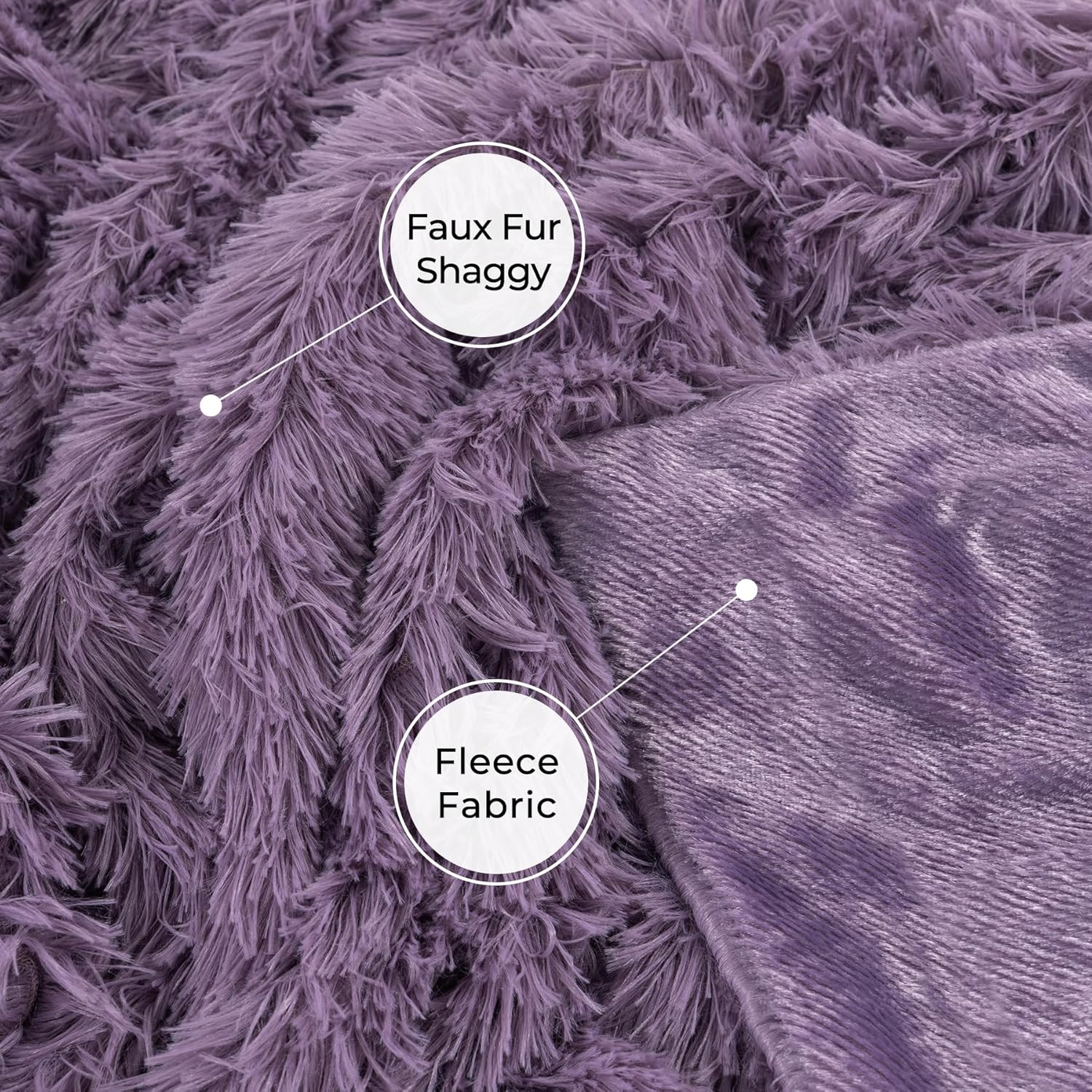Tuddrom Decorative Extra Soft Fuzzy Faux Fur Throw Blanket 50" x 60",Solid Reversible Long Hair Shaggy Blanket,Fluffy Plush Comfy Microfiber Fleece Blanket for Couch Sofa Bedroom,Patrican Purple - Image 6