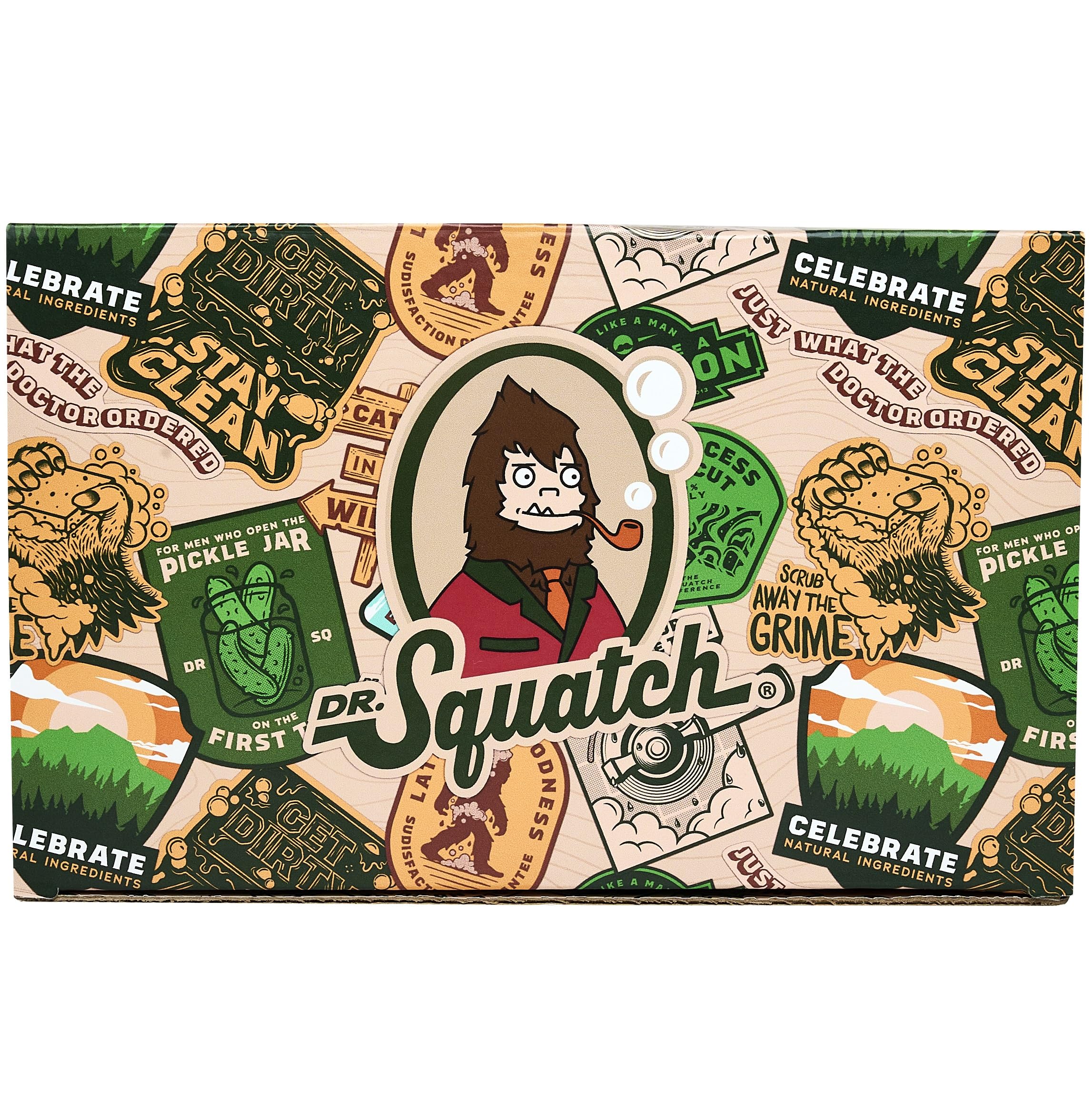 Dr. Squatch 2025 Holiday Bundle - Men's Natural 6 Soap and 1 Cologne Gift Set - Cold Process Soap with No Harsh Chemicals + Natural Cologne Made With Sustainably-Sourced Ingredients