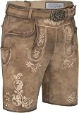 Schöneberger Trachten Couture Lugano Men's Leather Trousers with Traditional Belt, Traditional Vintage Costume Trousers for Oktoberfest Made of Nubuck Leather, brown, 42 - 4