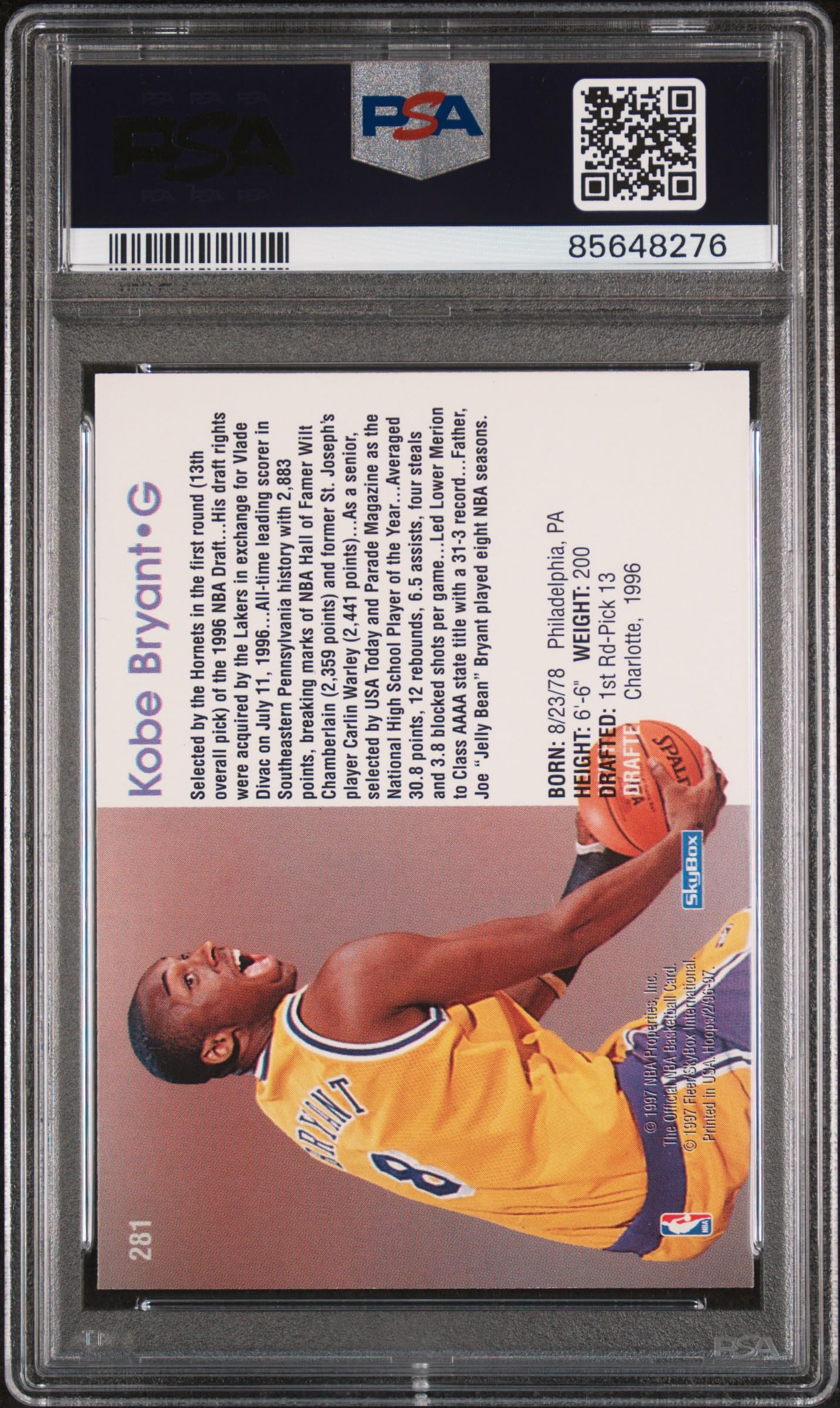 Amazon.com: Kobe Bryant 1996 Hoops Basketball Rookie Card #281 