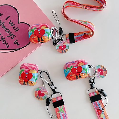 Miniatura 4 de Con llavero de cordón Kawaii de moda bonito diseño interesante de Bad Bun-ny suave TPU Airpods de 3 generación adecuado para hombres mujeres y niñas