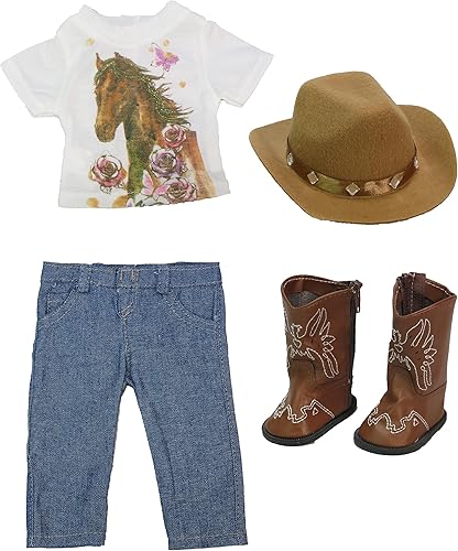 Miniatura 2 de Traje de vaquera de caballo con botas y sombrero para muñecas de 18 pulgadas | Calidad premium y diseño moderno | Moda de ropa para marcas populares