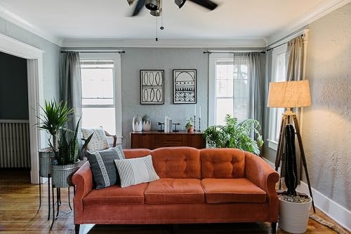 Miniatura 6 de Creative Co-Op Lámpara de pie de madera estilo trípode con pantalla de tambor