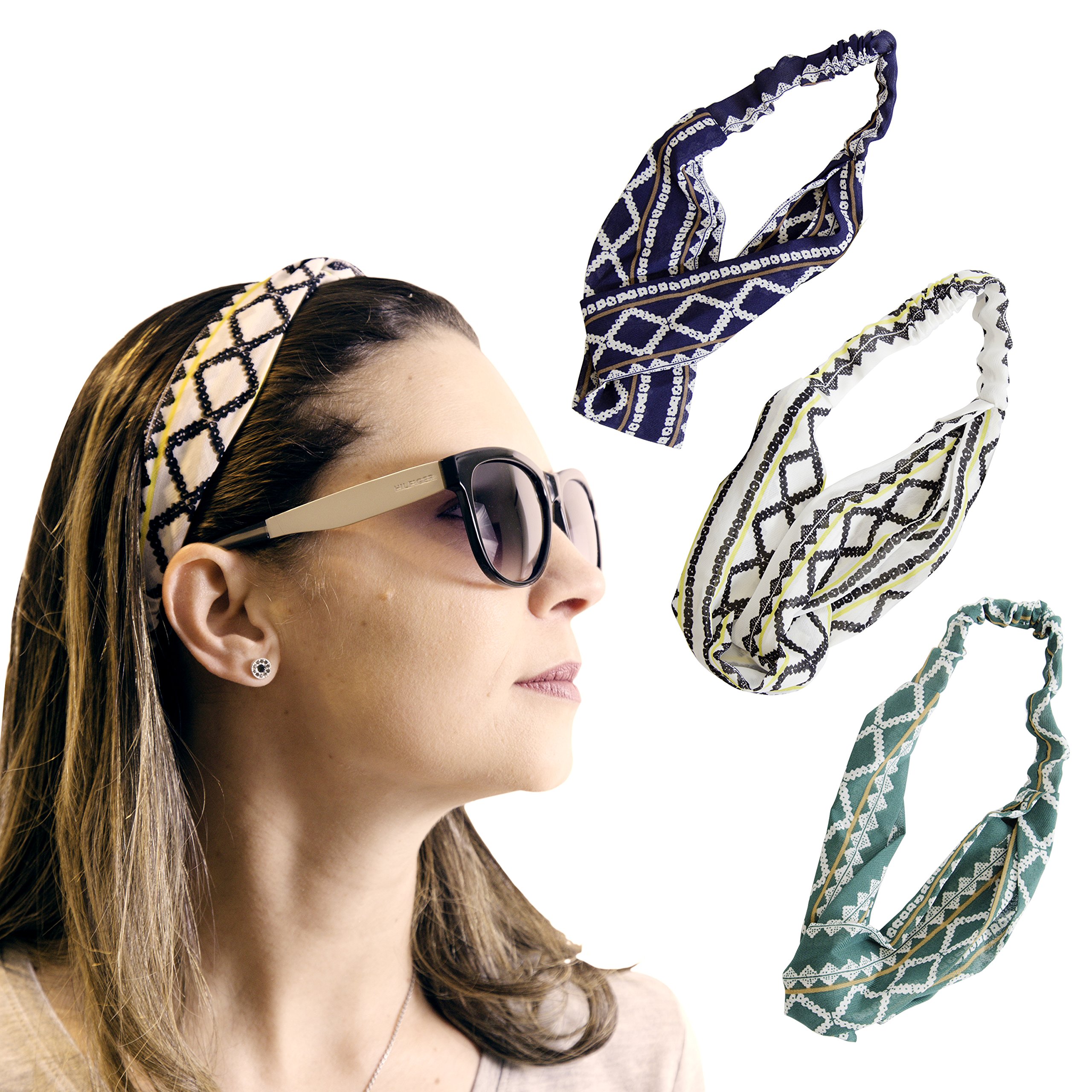 2 Pack Women Comfortable Headband Elastic Turban Head Wrap Twisted Knotted Hair Band for Yoga, Fashion, Workout, and Travel