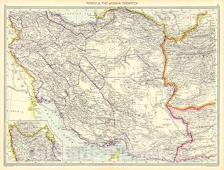 Historic Map - 1910 Persia and The Afghan Frontier - Vintage Wall Art - 24in x 18in