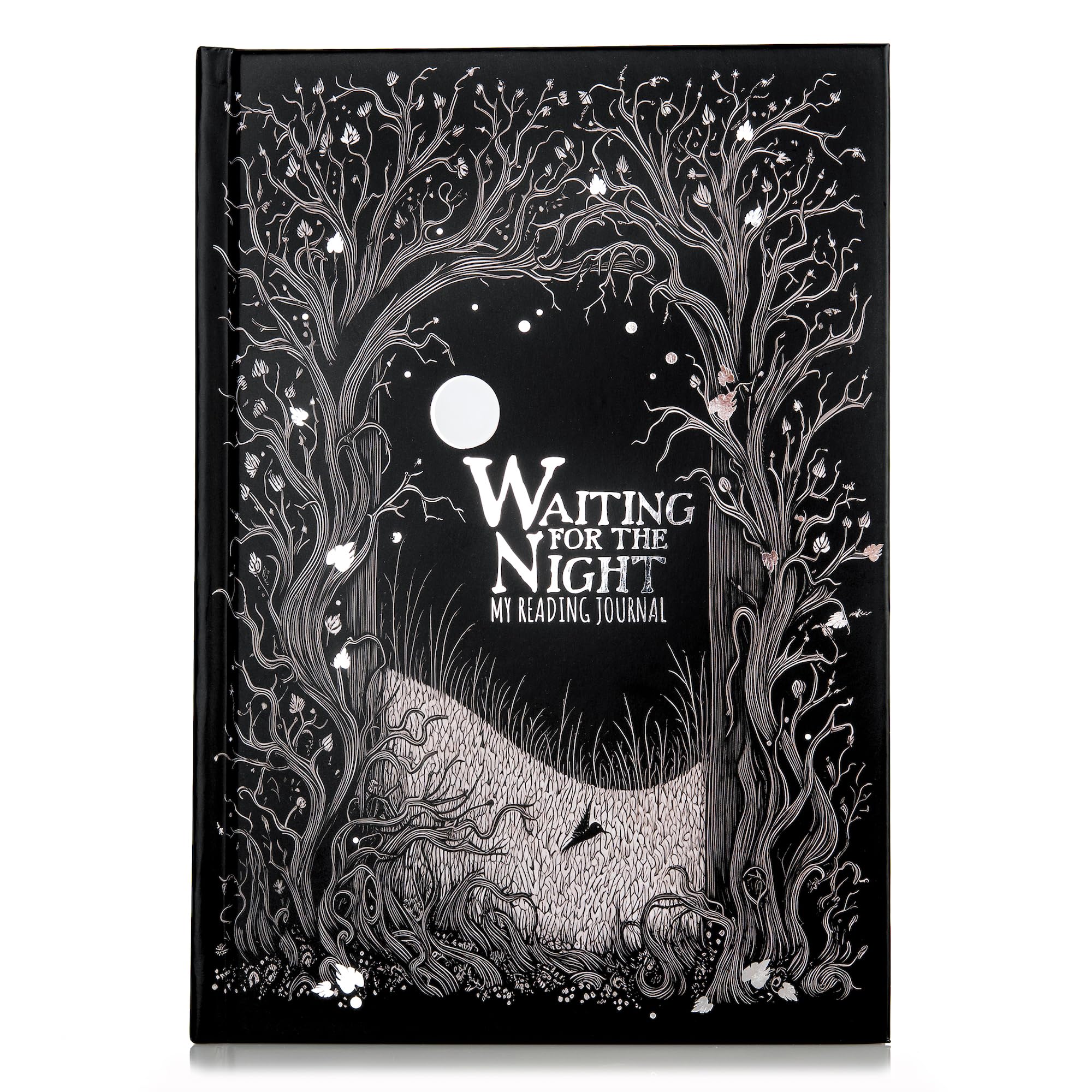 Conquest Journals Waiting for the Night Readers Journal, Gothic Inspired, Journaling for Reading, 150 Pages, 6'' x 8.5'', Lay-Flat Binding, 2 Ribbon Bookmarks & 1 Bookish Sticker Sheet, Gothcore Merch