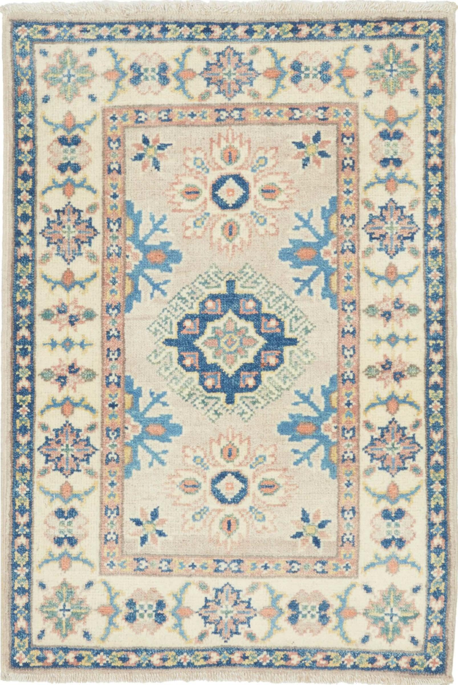 Tapis laine Pakistan 59x86 artisanal Kazak d'Orient noué main