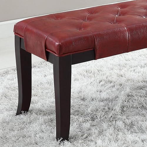 Miniatura 2 de Roundhill Furniture Linon - Banco copetudo de piel sintética, color rojo