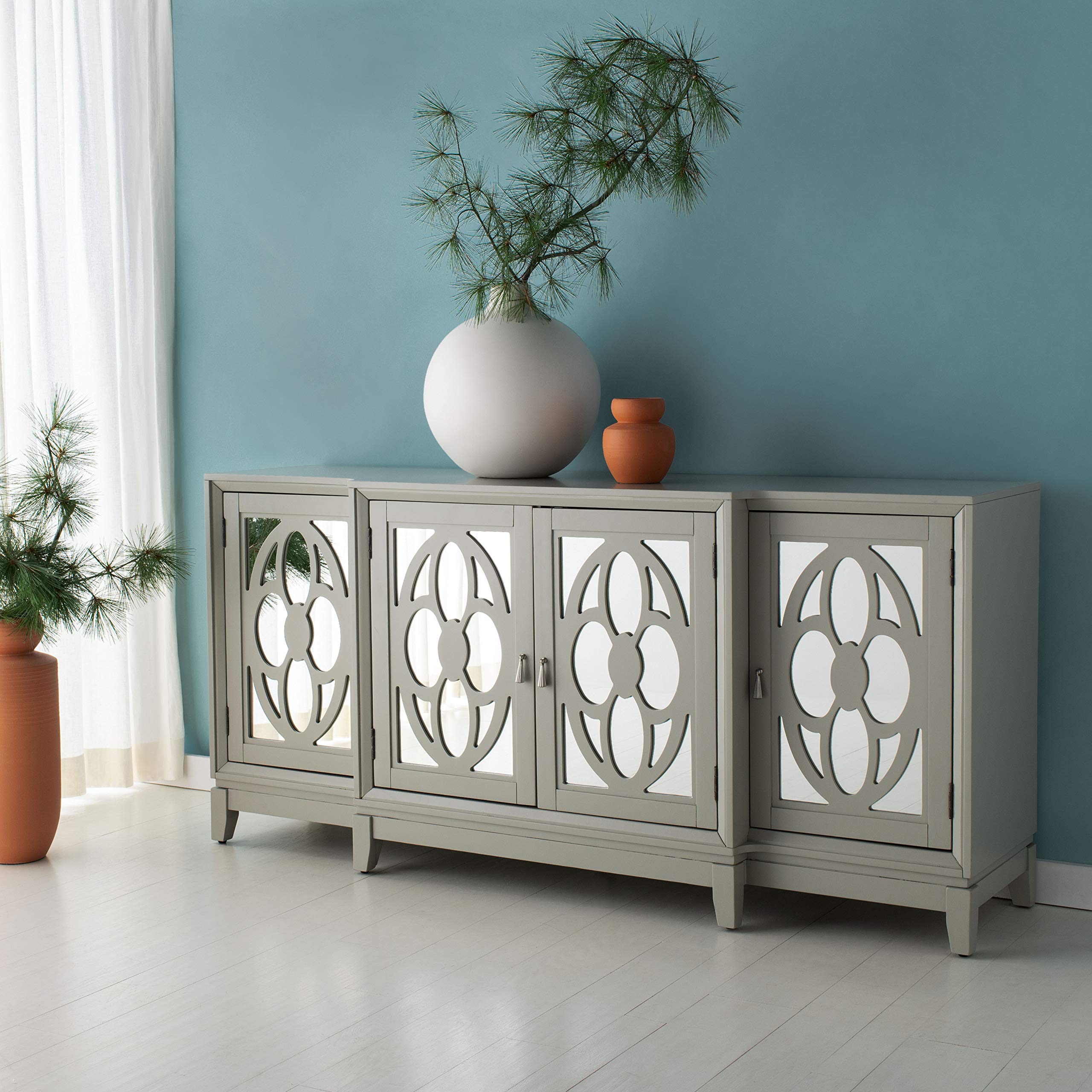 Safavieh Couture Home Madeleine Contemporary Grey Mirrored Sideboard
