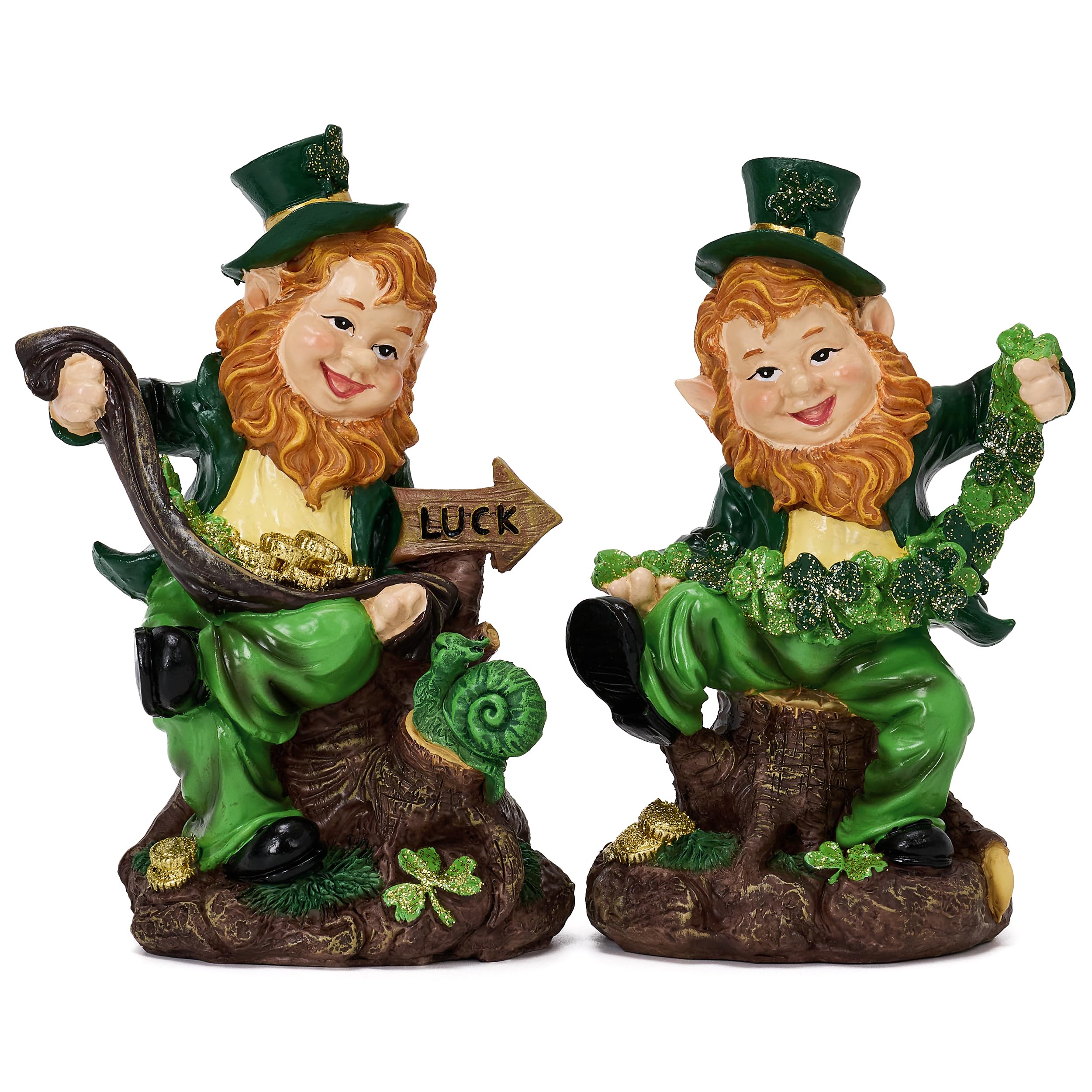 Nain de la Saint-Patrick Valery Madelyn figurines jardin trefles plateau