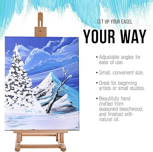 Miniatura 4 de U.S. Art Supply Caballete de mesa de estudio de madera con marco en H de 38 pulgadas de alto para pintar, caballete de mesa ajustable para artista,