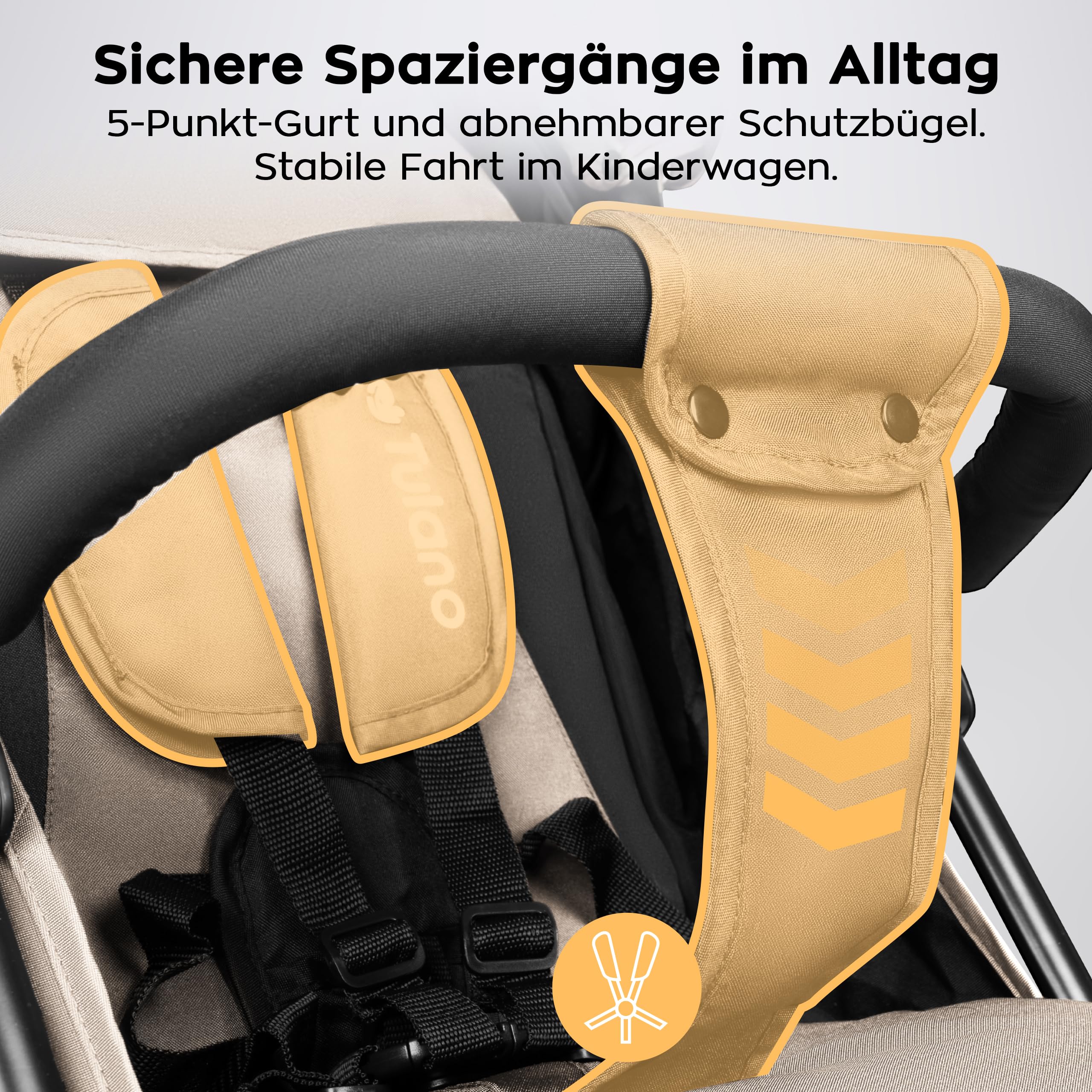 Tulano Davos 35 Reisebuggy – Kinderbuggy klappbar mit Liegefunktion bis 25kg – kompakter Kinderwagen Beige