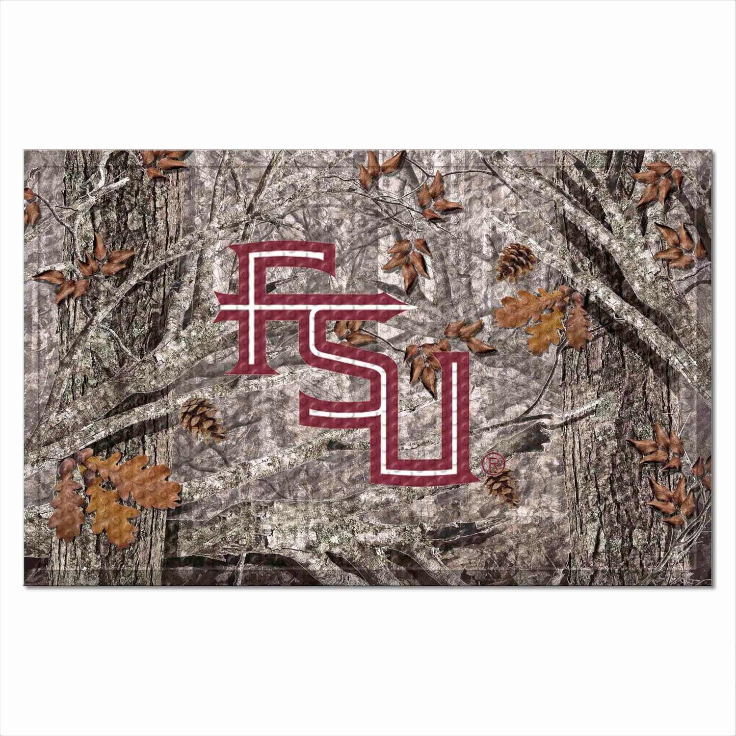 FANMATS 19189 Florida State Seminoles Rubber Scraper Door Mat, Camo Color