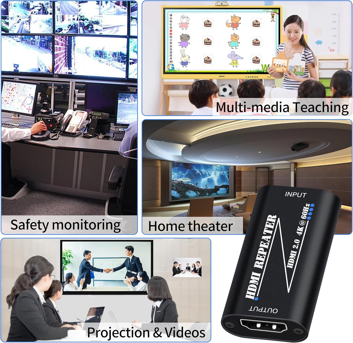 HDMI 2.0 Repeater 4K 60Hz hdmi Signal Booster Amplifier Extender No Power Required for TV/Laptop/PS4/DVD Plug and Play
