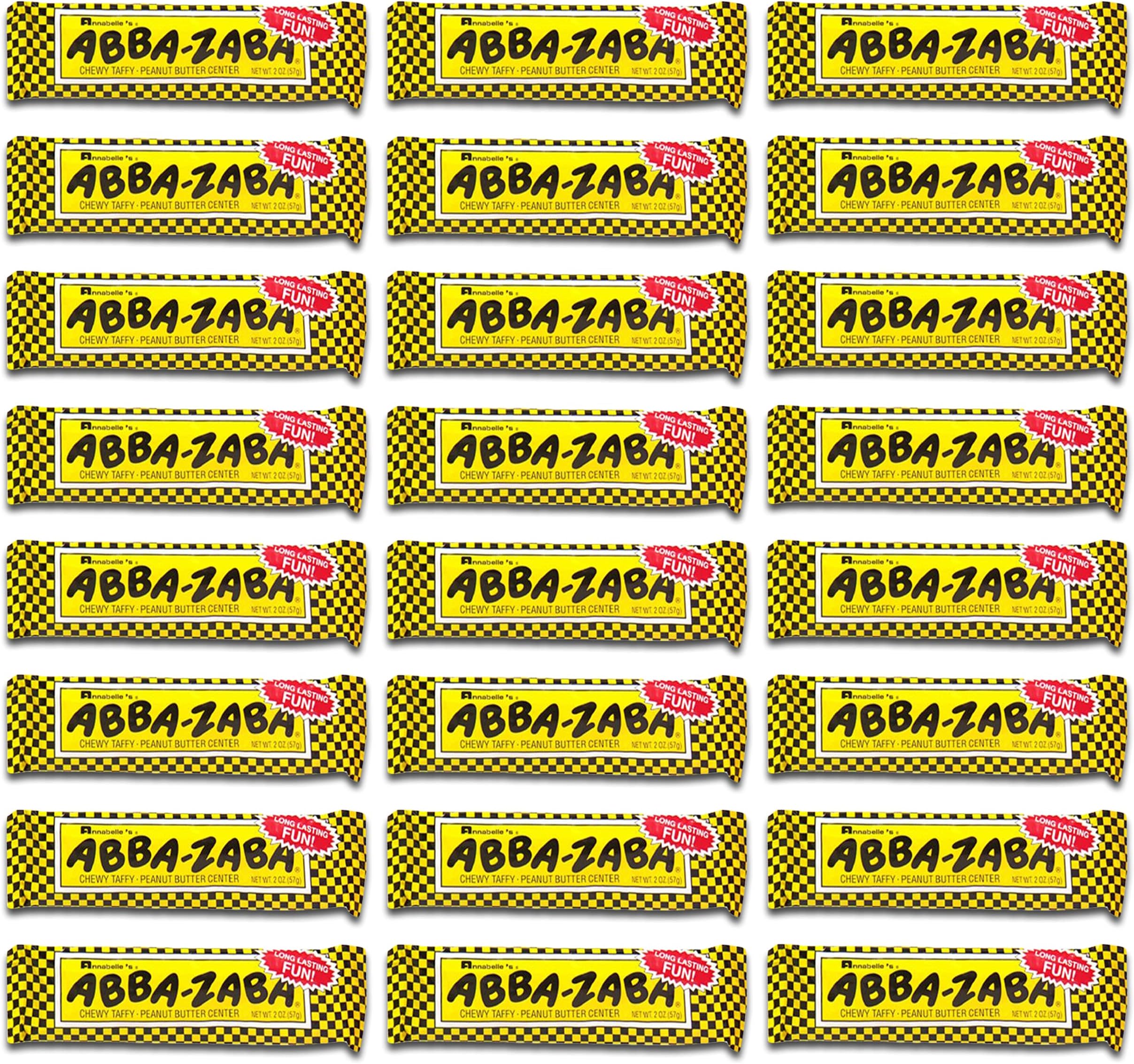 Annabelle's Abba-Zaba Chewy Taffy Peanut Butter Center, 1.8-Ounce Bars (Pack of 24)