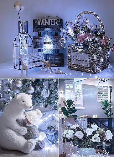 Miniatura 7 de Brightown Paquete de 12 Luces de Hadas LED a Pilas Luces de Cadena Impermeables Cable Plateado 7 Pies 20 LED Luciérnaga Luces Estrelladas de Luna