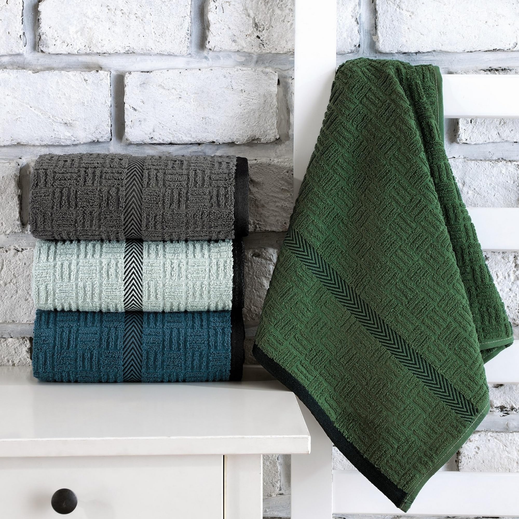 WELL HOME MOBILIARIO & DECORACIÓN Hand Towel Set (4 Pieces) Blue, Dark Blue, Green, Anthracite, Blue Dark Blue Anthracite Green, 50x90 - Image 2