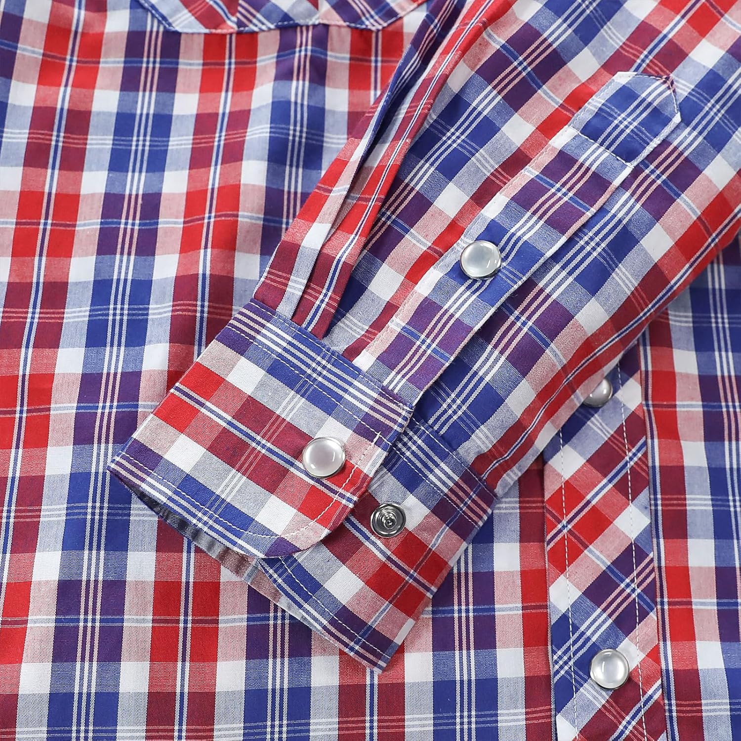 Dubinik Pearl Snap Shirts for Men - Long Sleeve Western Vintage Plaid Shirts - Image 5