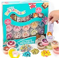 Squishmallows Ultimate Scented Slime Mix-Ins 10-Pack: Glitter & Cloud Slime with 8 Fun Add-Ins for Sensory Play