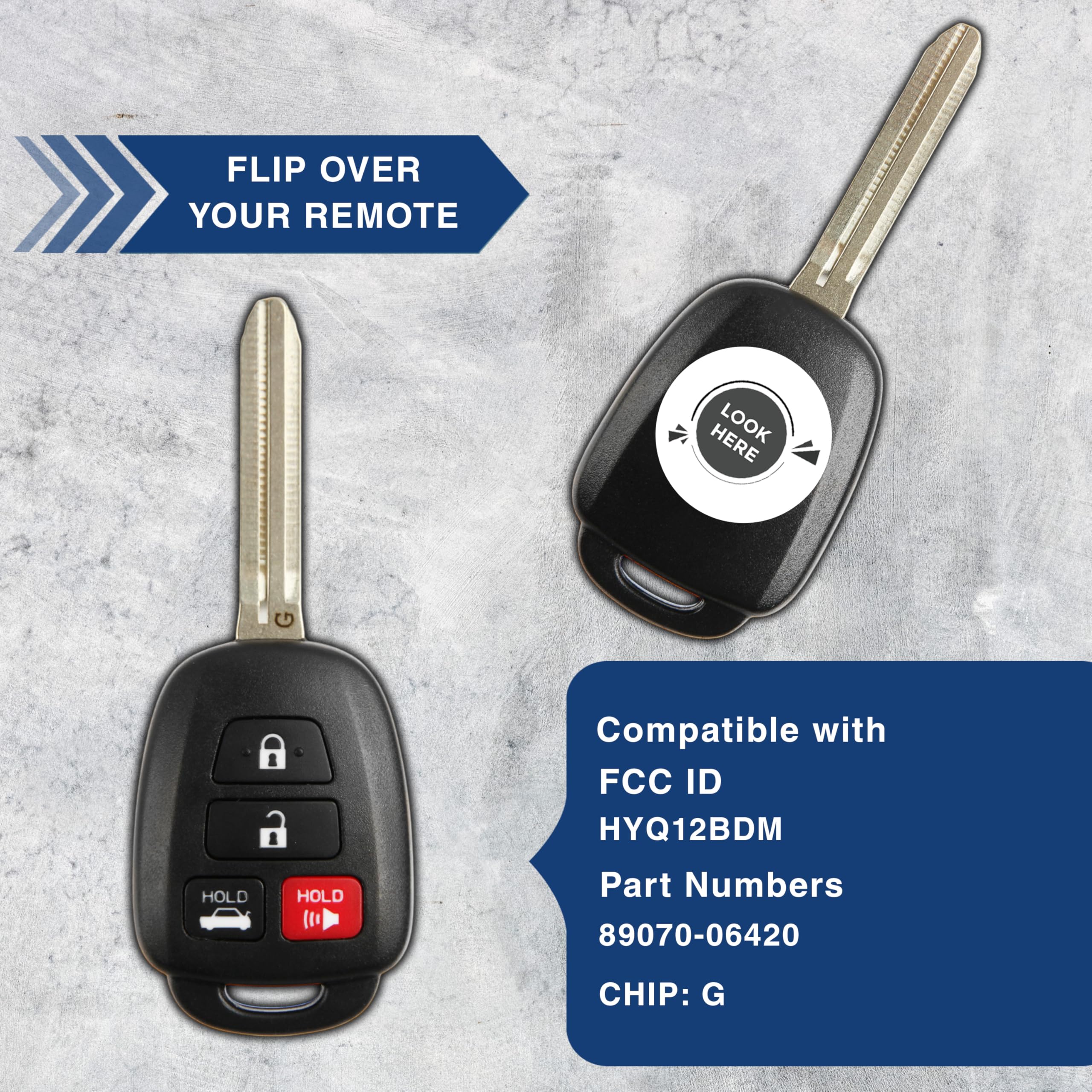 Amazon.com: 2 個KeylessOption 鑰匙扣替換,適用於2012 2013 2014 Toyota Camry 遙控器,4  鍵HYQ12BDM,需要鎖匠: 工業與科學