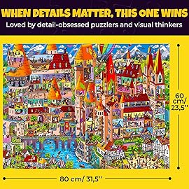 QUOKKA 1000 Piece Jigsaw Puzzle for Adults Knightly Cats - Premium Box Packaging with Extra Fun Challenges - Whimsical Cat Puzzle - Perfect for Relaxation & Creativity & Gift Giving