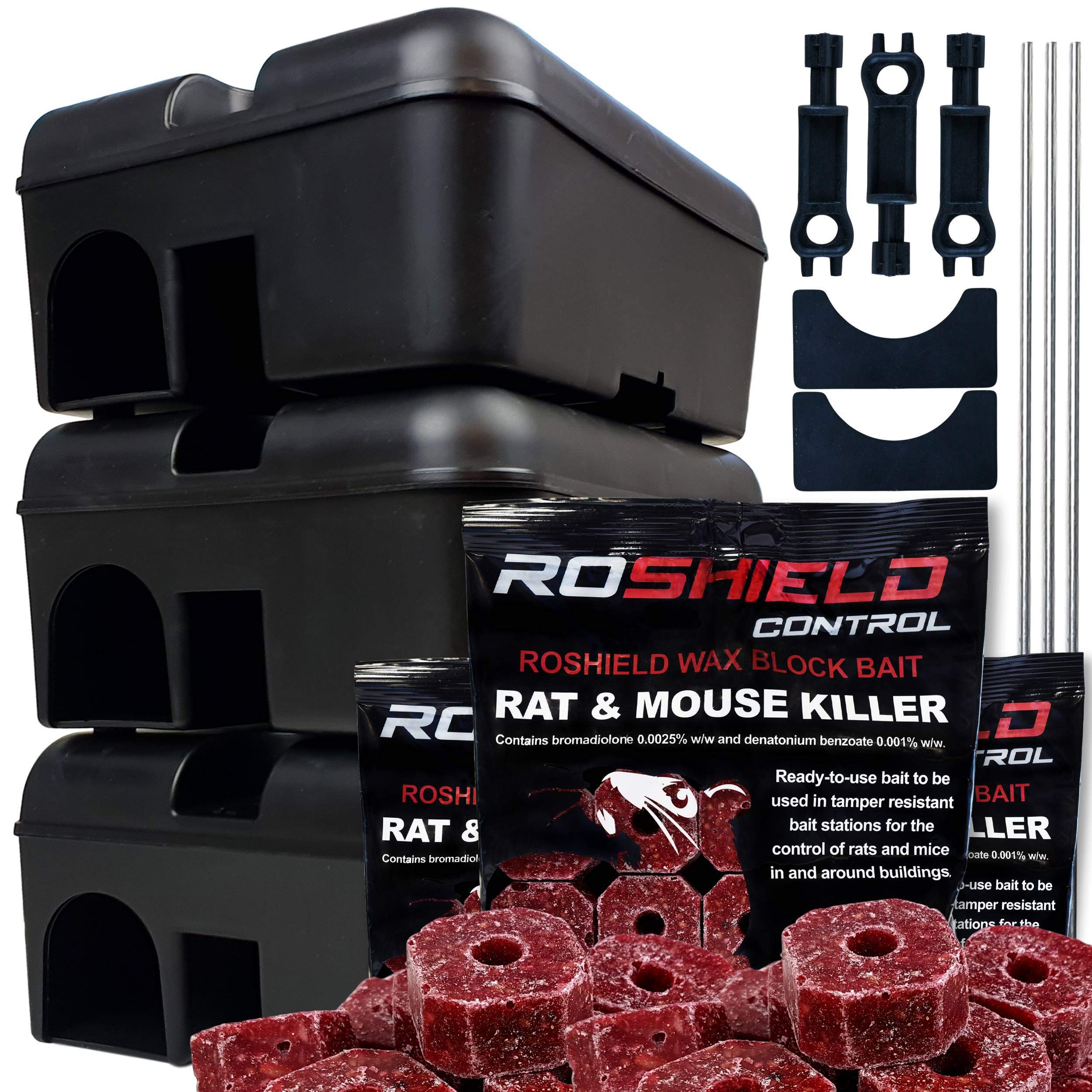 Buy Roshield External Tamper Proof Rodent Bait Box & Wax Block Rat