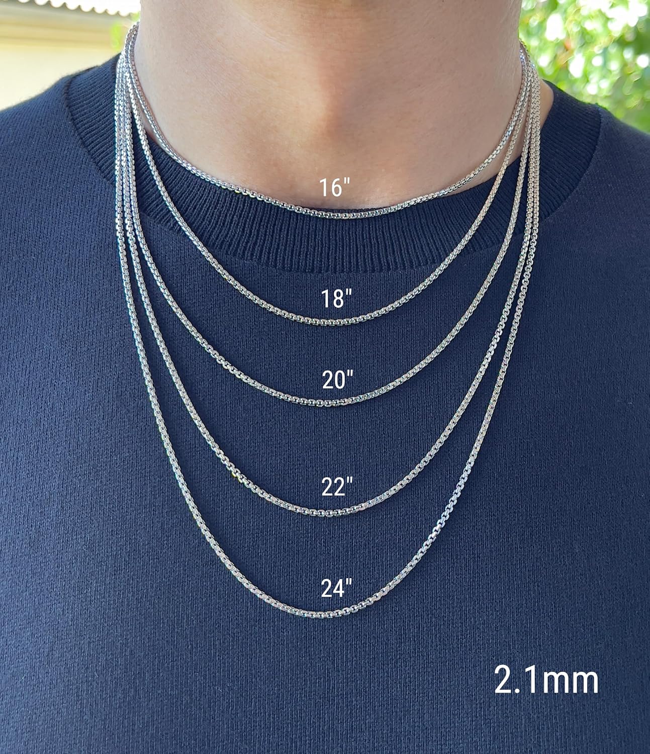 JEWELHEART 14K Real Gold Round Box Chain 1.3mm 1.8mm 2.1mm 2.7mm 3.4mm Yellow and White Real Gold Chains For Men Diamond Cut Link Chain Necklace For Women with Lobster Clasp 16" 18" 20" 22" 24"