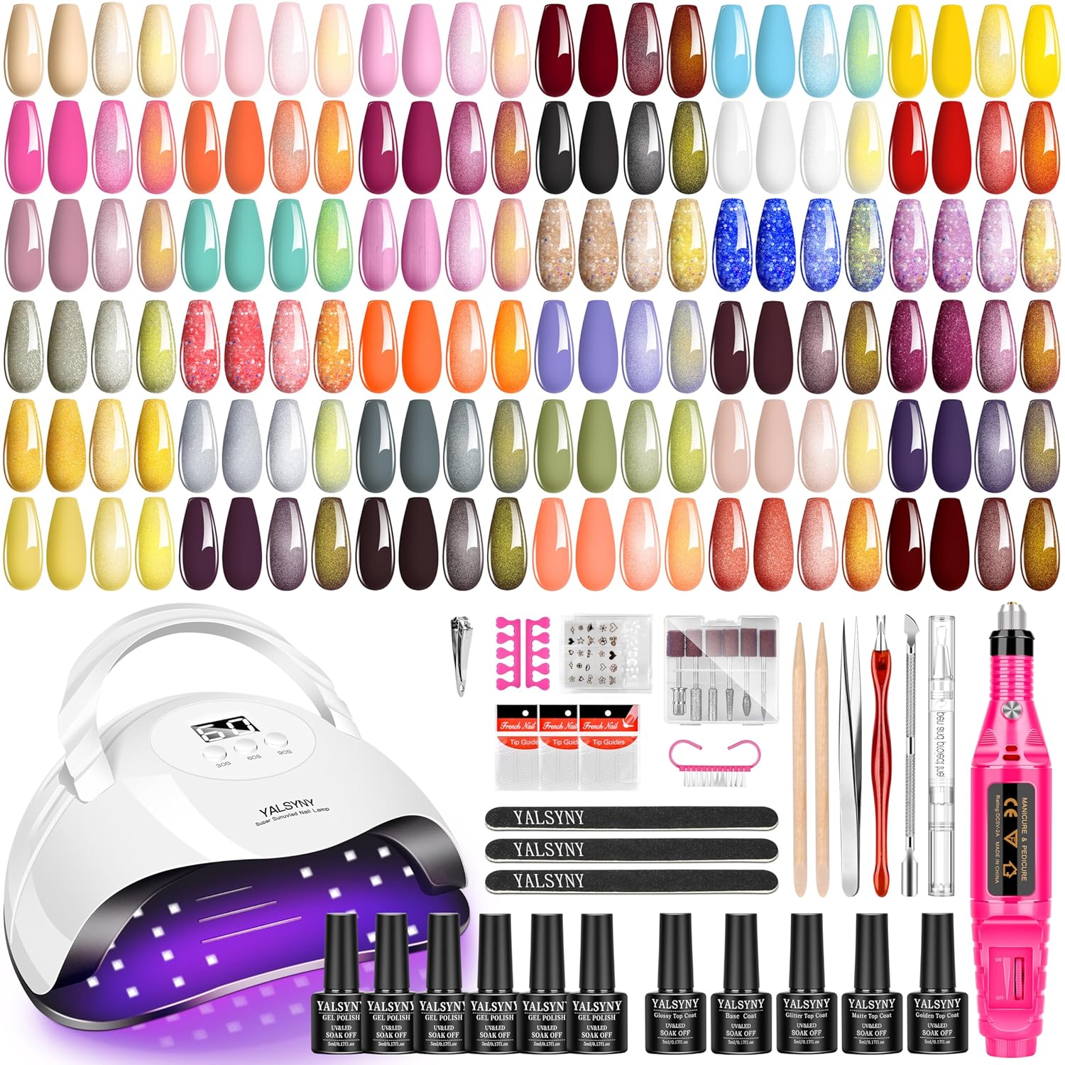 NAILPOLISHKIT Gel Nail Polish Kit with UV Lamp & Nail Drill - 36 Colors, Top Coats, Tools for At-Home Manicures