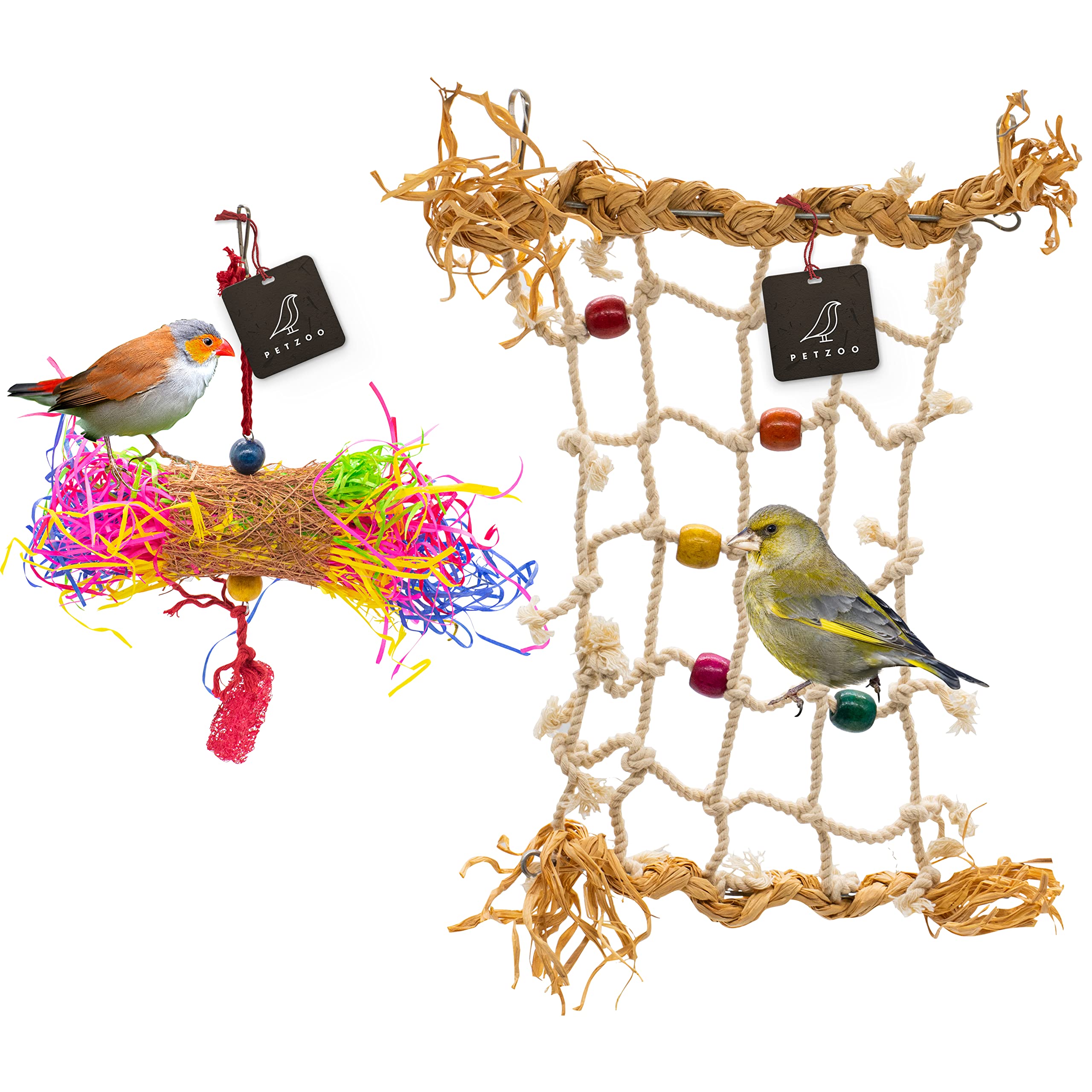PETZOO Combo of 2 Bird Perch Crinkle Shredder Chew Toy & Climbing Net Toy for Bird Cage Hanging (B0BHHW5GMT) Amazon Price History, Amazon Price Tracker