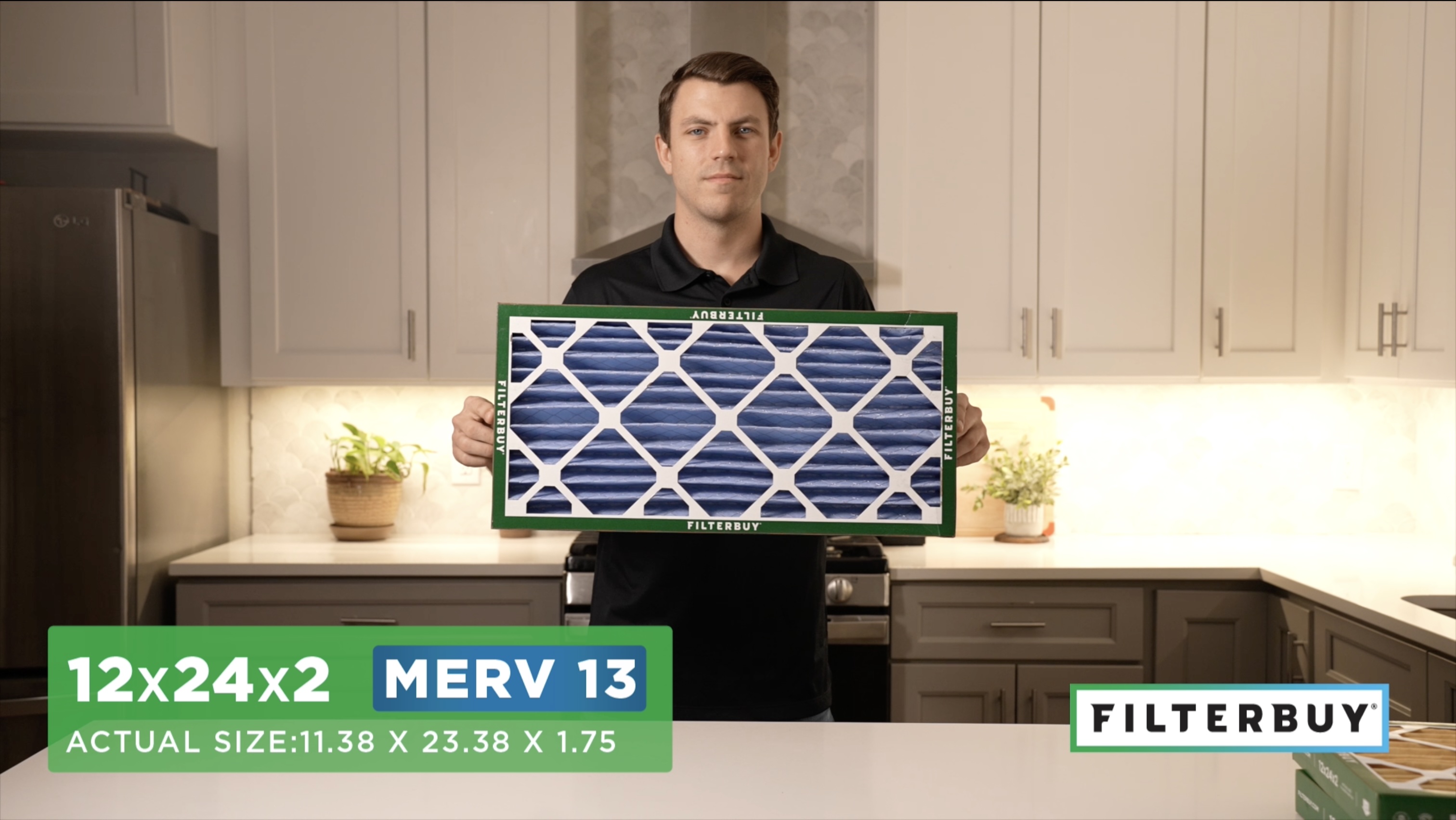 Image of Filterbuy 12x24x2 Air Filter MERV 13 Smoke & Allergy Defense (4-Pack) | Electrostatic Pleated HVAC AC Furnace Filters Replacement, Made in USA (Actual Size: 11.38 x 23.38 x 1.75)