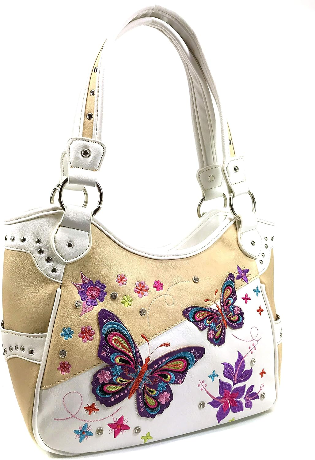 Zelris Butterfly Flower Season Embroidery Conceal Carry Tote Handbag Purse